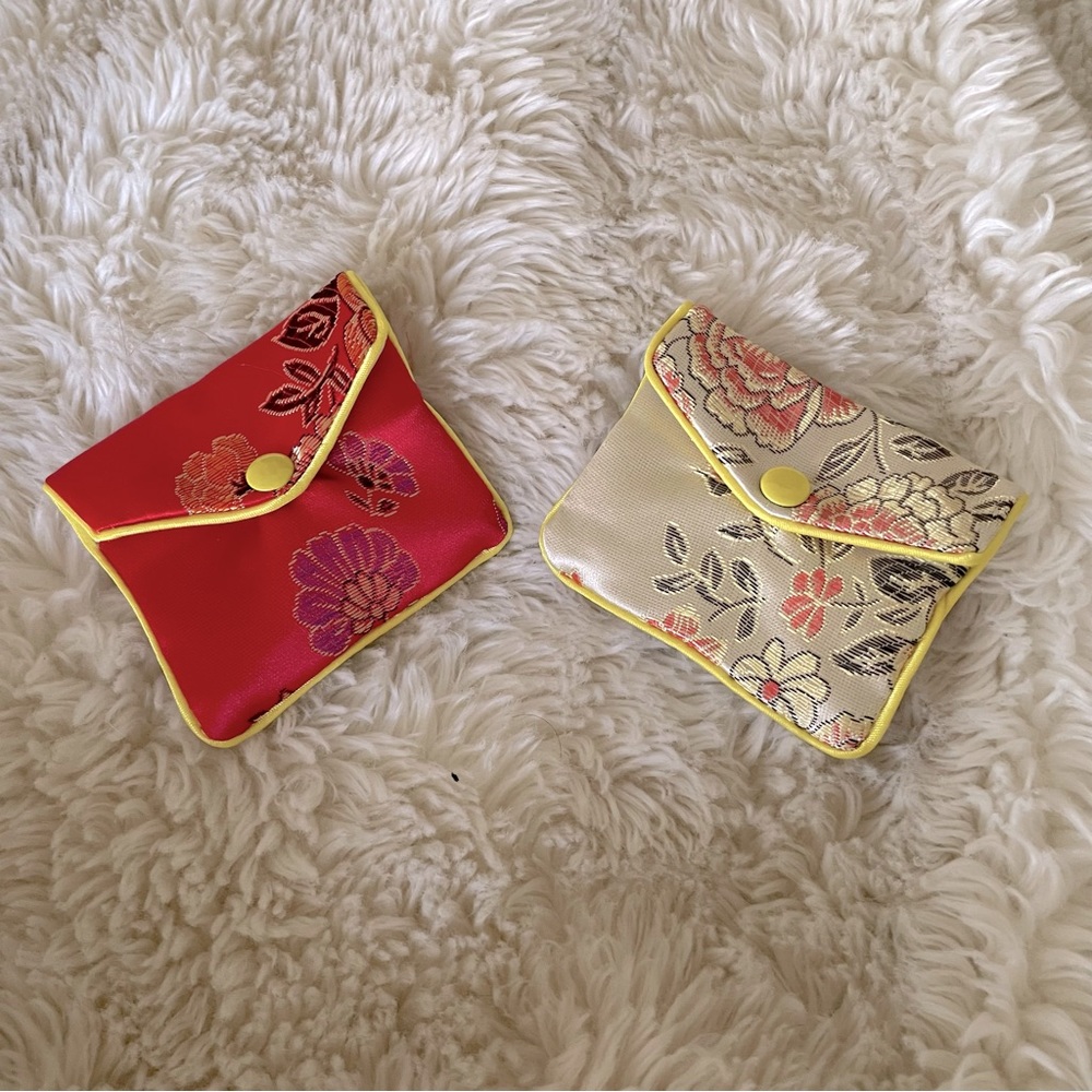Set of two Cutest zip silky oriental pouch set